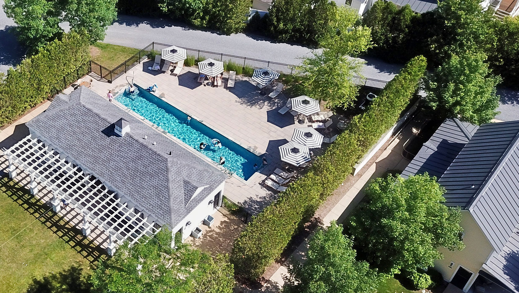 Aerial view of the Taconic Hotel Pool