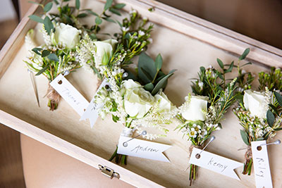 Boutonnieres for groom and groomsmen
