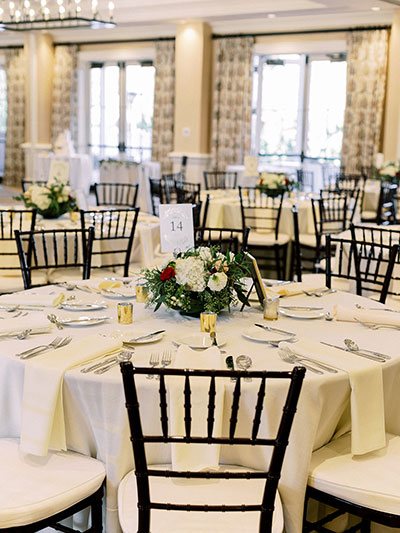 Wedding reception table set up at Kimpton Taconic Hotel